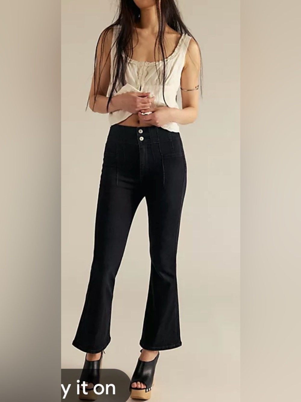 Free People Jayde cropped Black Flare Jeans size 28